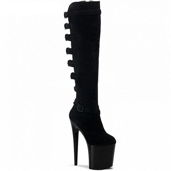 

20cm pole dancing boots thigh high stiletto boots 8 inch spike heels platform over the knee boots clubbing women's shoes, Black