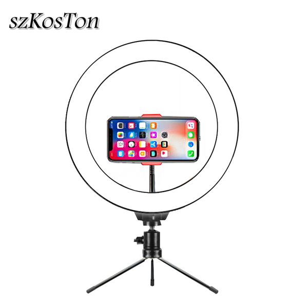 

new led selfie ring light 26cm 3 color dimmable usb plug p studio ring lamp pgraphy lighting with tripod phone holder