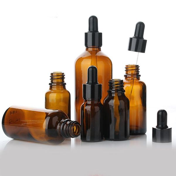 

5 -100ml essential oil bottle brown glass dropper container cosmetic empty jar refillable empty dropper bottle drop shipping