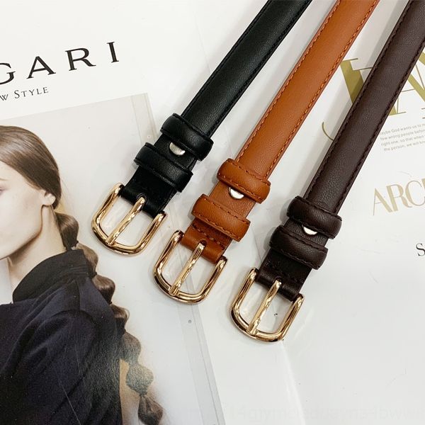 

women's thin pin all-match women's thin pin buckle pu leather belt decorative belt, Black;brown
