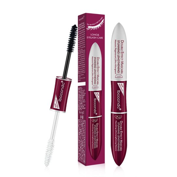 

2 in 1 black 4d silk fiber lash mascara waterproof volume double lengthening curling eye base mascara