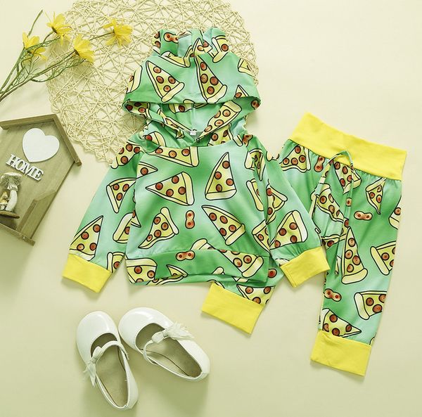 

children hoodie and pants designer two piece set kids cotton sports suit baby boy girls autumn hooded sweater clothes, White