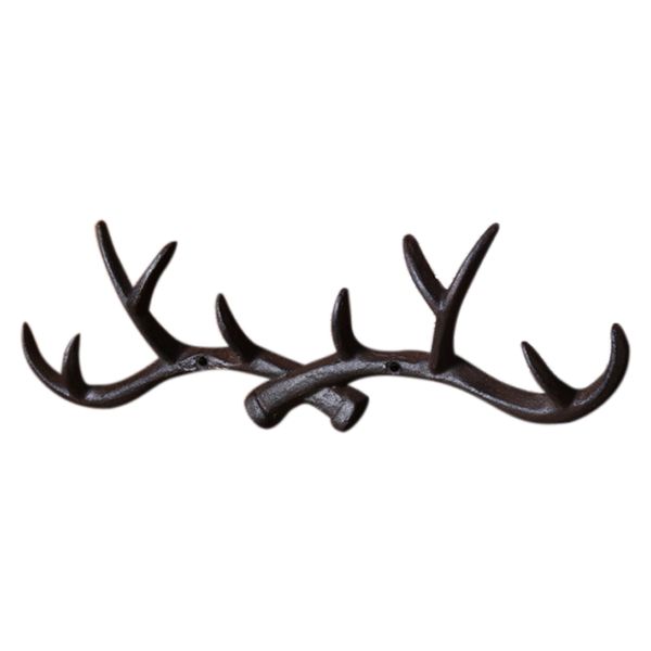 

new cast iron antler wall hook hanger home decoration elk coat hat scarf rack black