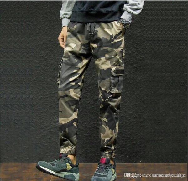 

european american sport pants style camouflage tooling pants designer clothing men and women with the same locomotive trend lovers pants, Black