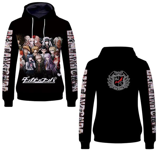 

3d hoodies dangan ronpa sweatshirt anime danganronpa v3: killing harmony hoodie 3d printed hoodie for fans cosplay, Black