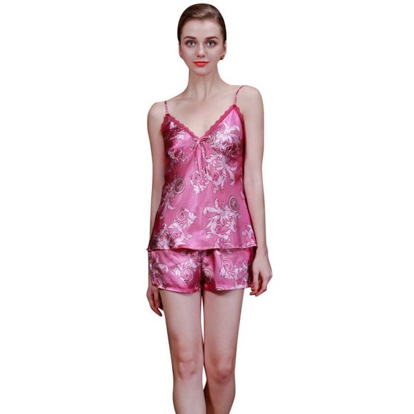 

pajama set silk satin sleeveless v-neck sleepwear summer home wear sleep wear, Blue;gray