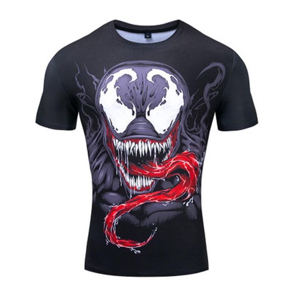 

men's short sleeve t-shirt venom pattern cosplay sports trainingquick dry sports and leisure fitness cycling outdoor, White;black