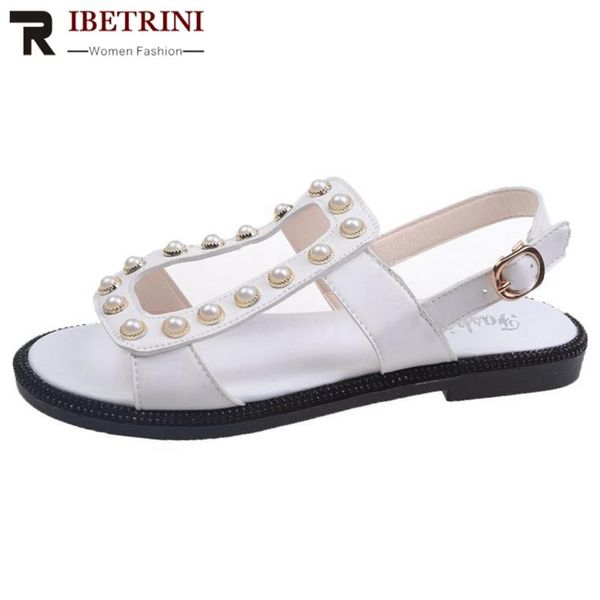 

ribetrini fashion solid rivet lady sandals open toe back strap casual consise back strap sandals women 2020 summer shoes woman, Black