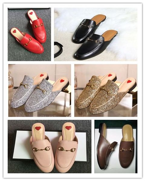 

designer luxury women summer princetown lace velvet slippers mules loafers genuine leather flats with buckle bees snake pattern with bo, Black