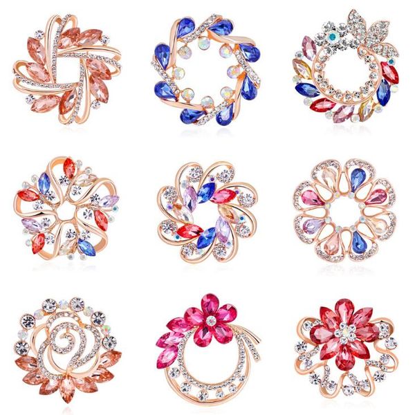 

luxury brooch pins for wedding invitation crystal rhinestones floral brooches scarf buckles dual purpose women designer jewelry accessories, Gray