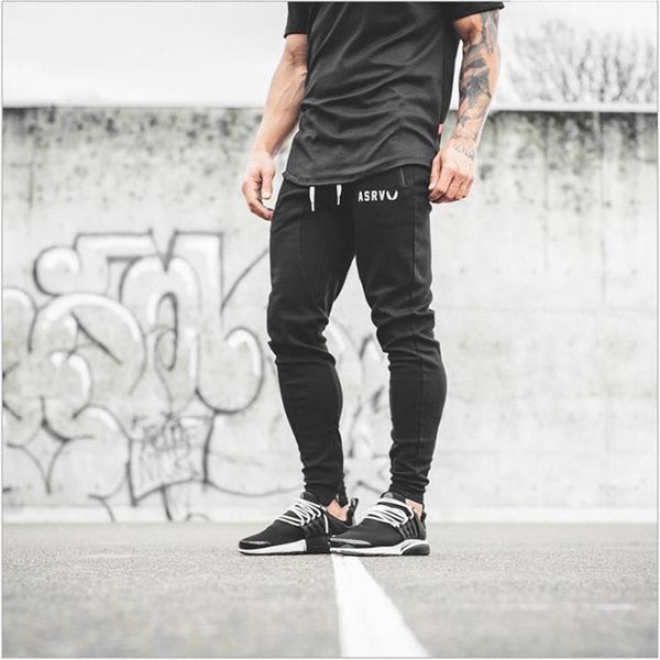 

men's pants summer casual tracksuit slim zipper pocket fitness, Black