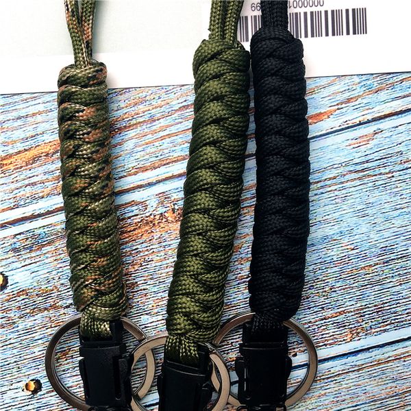 

mobile phone straps military grade utility necklace paracord lanyard keychain whistles cord wrist lanyard for key parachute rope