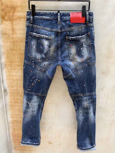 

d2 trend private custom mens jeans classic europe the united states designer jeans tide brand stickers color graffiti personality hole pants, Blue