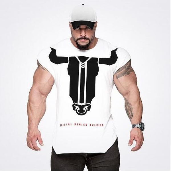 Novo designer ginásio musculação camiseta esportes t camisas dos homens sem mangas camisa homme fitness treino topos impressão fina volume tshi291n