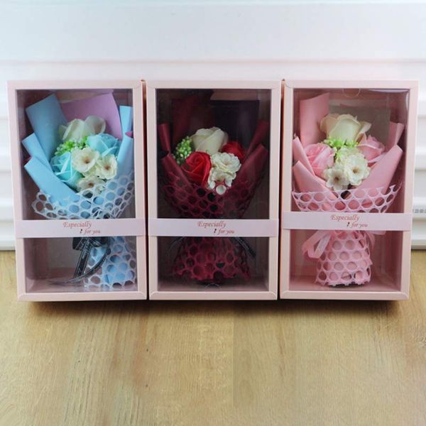 

artificial flowers soap roses bouquet with gift box for valentine's day anniversary birthday