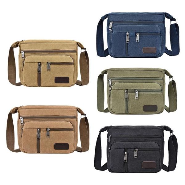 

fashion solid color shoulder messenger pack canvas men large crossbody bags