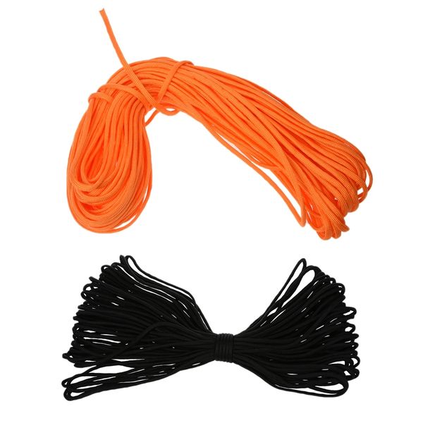 

2pcs 100ft 7 strand 550 survival bushcraft paracord parachute cord lanyard type iii - orange & black