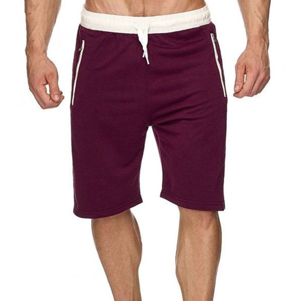 

men quick dry beach shorts drawstring elastic waist sport pants zipper pockets, White;black