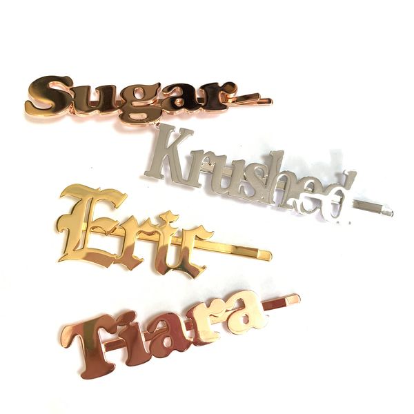 

lateefah custom font &name word hair pins/personalized letters hairclips/ customized bobby pins/blingbling hair accessory etsy, Golden;white