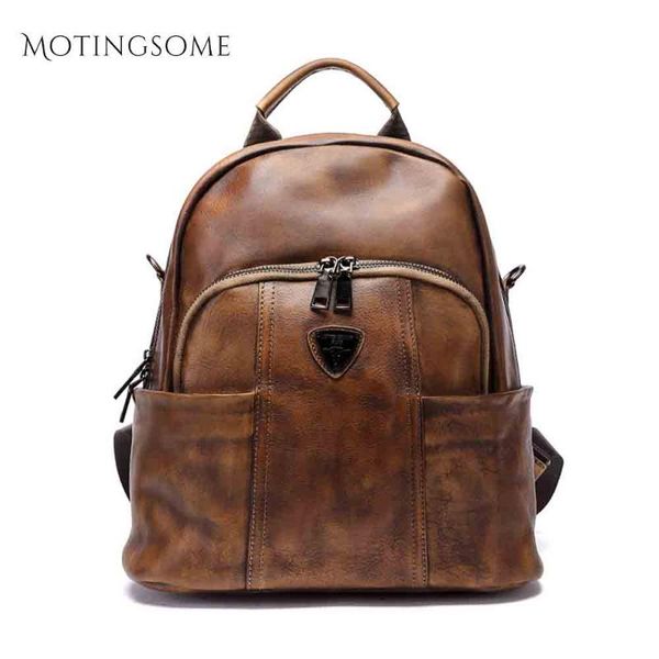 

retro style stylish cowhide leather women genuine leather backpack calfskin schoolbag backpacks ladies mochila 2020 new