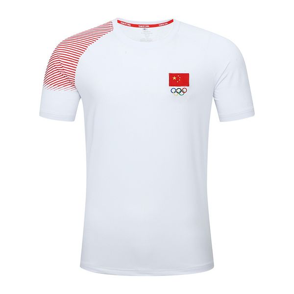 

summer new style chinese team short-sleeved sports t-shirt men and women crew neck fitness sports training quick-dry group cloth, White;black