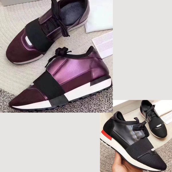 

2020 самый новый роскошный дизайнер кроссовок человек женщина повседневная обувь из натуральной кожи сетки заостренным носком race runner об, Black