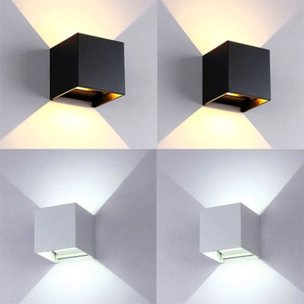 

modern brief cube surface mounted led wall lamps outdoor waterproof ip65 aluminum wall lights up down garden lights decoration