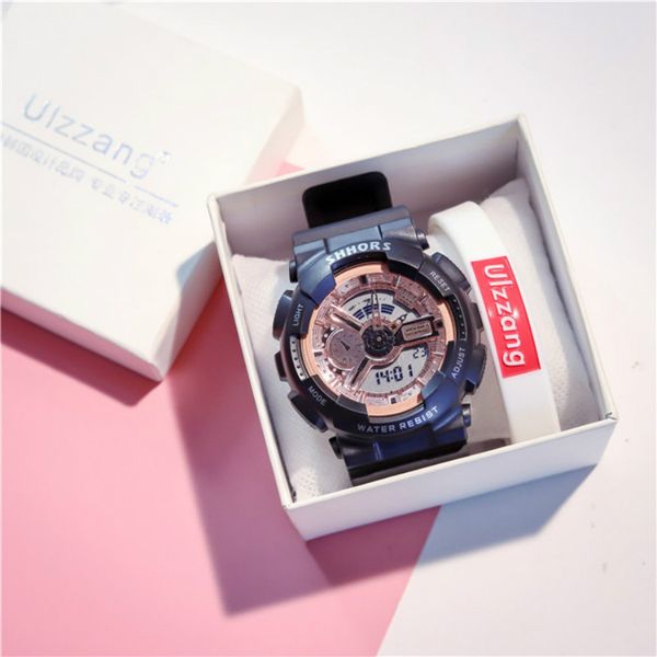 

#5005 ins student digital watches army silicone led light relogio showing precise time long-life battery new arrival, Slivery;brown