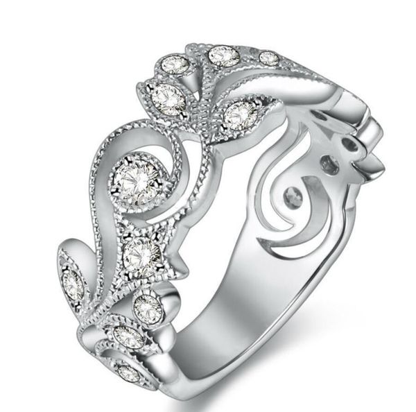

new 925 sterling silver cross engagement wedding ring for women wedding bridal rings charm jewelry flower rings, Slivery;golden