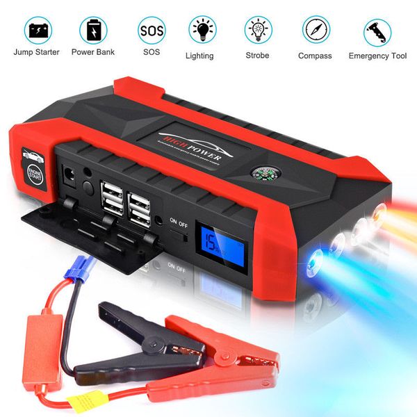 

12v lcd 4 usb powerful car jump starter pack charger battery power bank