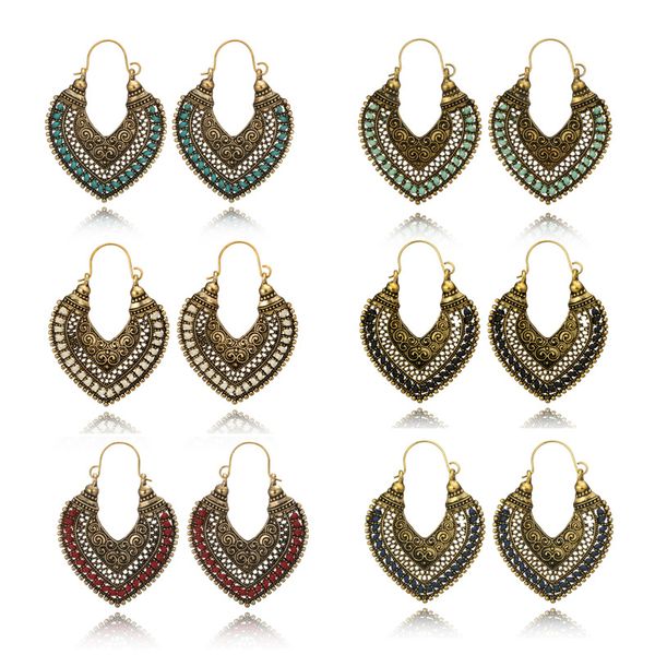 

vintage gold silver round heart earrings for women, Golden;silver