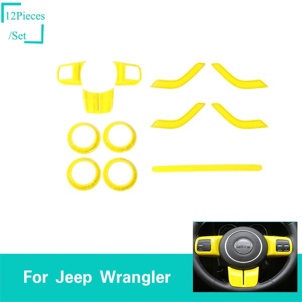 Abs Yellow Interior Kit Decoration 4 Doors Decoration Cover For Jeep Wrangler Jk 2011 2017 Car Accessories Car Interior Mods Car Interior Organizers