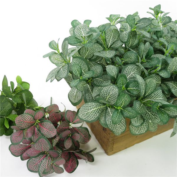 

artificial green bonsai plant retro eucalyptus leaves reticulated leaf fake silk flower wall plant leaf home office garden decor