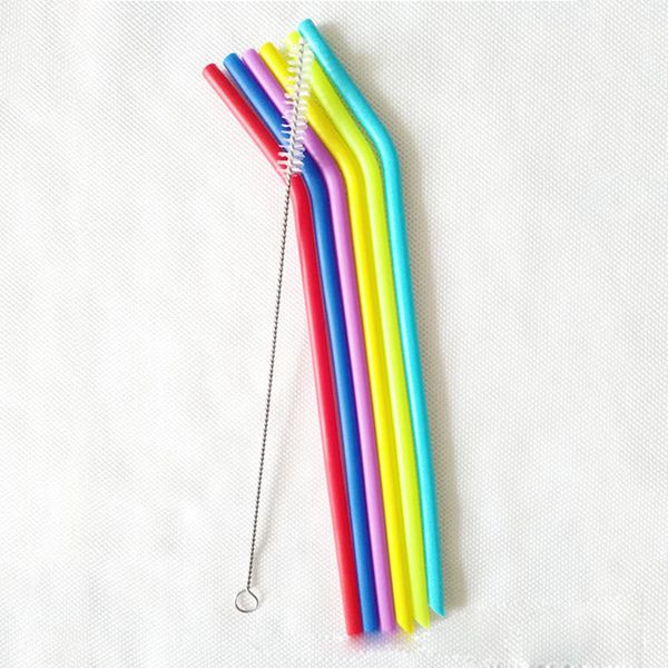 

colorful 25cm silicone bent straws for bar home drinking straws food grade silicone drinking straws reusable eco-friendly drinking tools