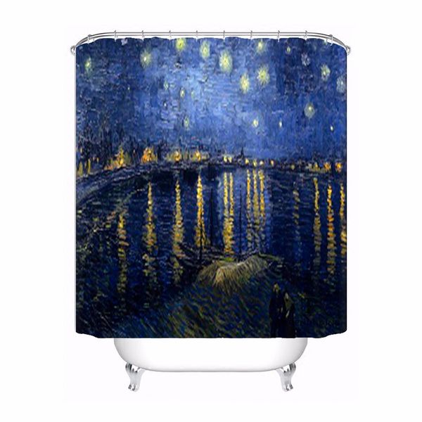 

custom van gogh terrasse des cafes waterproof shower curtain home bath bathroom s hooks polyester fabric multi sizes180509-62