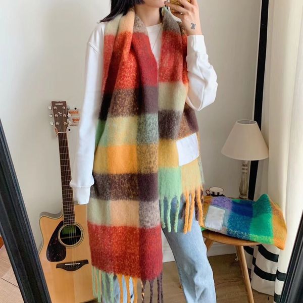 

радуга дизайнер шарф женщины luxury winter полушерстяные acn-stu мода стиль шарф марка женские шарфы 4 вариант цвета высокого качества, Blue;gray