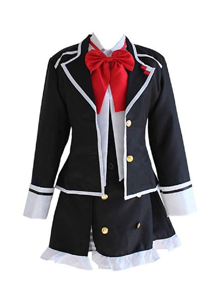 

diabolik lovers yui komori school uniform otufit 5 pcs cosplay costume, Black
