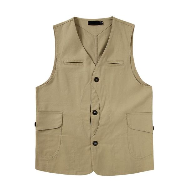 

2020 brand men casual loose vintage vest japan amekaji fashion pocket sleeveless cargo jacket waistcoat s-xxl, Black;white