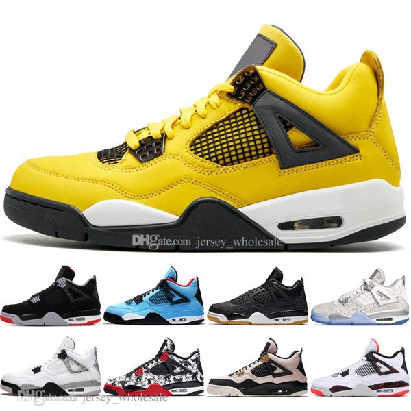 

bred 4 4s what the cactus jack laser wings mens basketball shoes denim blue eminem pale citron men sports designer sneakers
