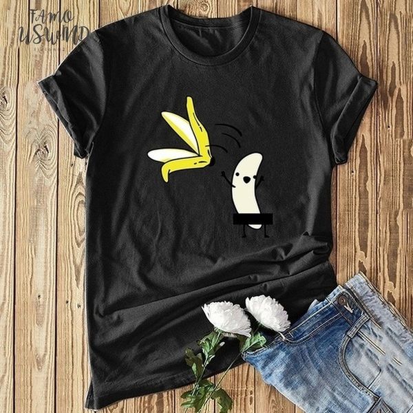 

women casual graphic tees women letter polyester summer tees amp; harajuku banana with banana peel off fuuny kawaii tee shirts 2020, White