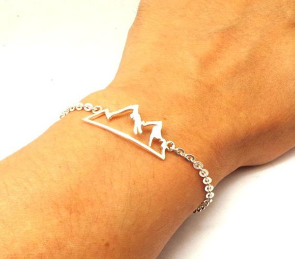 

10pcs geometric snowy mountain range bracelet colorado wasatch alpine nature hiking camping travel wanderlust landscape bracelets, Golden;silver