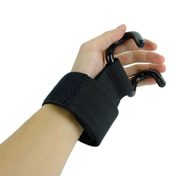

pair of weight lifting gym training hook grips straps gloves wrist straps (black) barbells