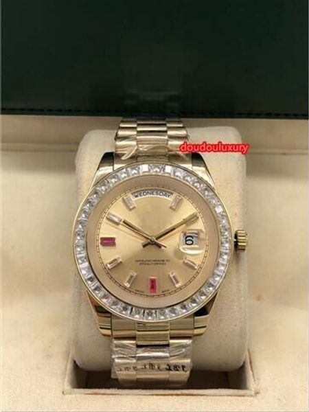 

brand new men's trendy men's watch square diamond boutique watch gold stainless steel strap automatic mechanical sports watch, Slivery;brown