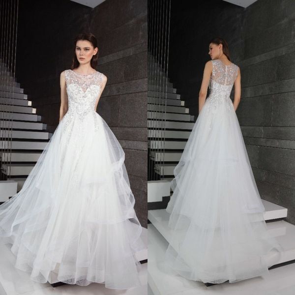 

tony ward 2019 свадебные платья jewel кружева без рукавов аппликации бусы свадебные платья sweep train a-line свадебные платья vestidos de n, White