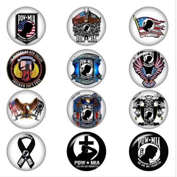 

pow mia eagle us army glass snap button jewelry diy round p cabochons flat back da1304 jewelry making diy, Crystal