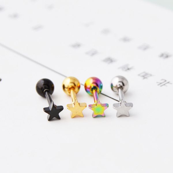 

fashion frosted mini star earrings silver gold black titanium steel men women small stars ear studs earrings piercing jewelry, Golden;silver