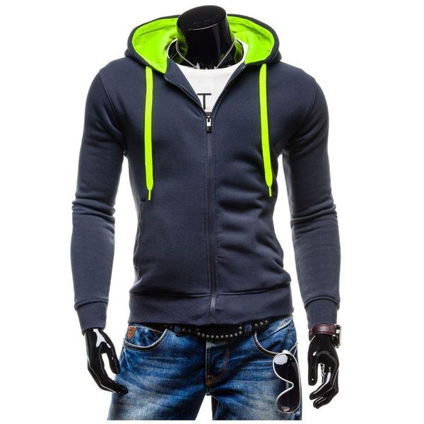 

new fashion slim fit casual autumn & winter zipper hoodies men patchwork color men hoody jacket sudaderas hombre assassins creed, Black