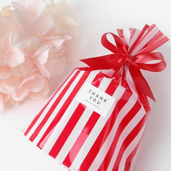 

50pcs/set christmas striped gift bag baking storage bag snack cookie bread cake candy kids gift