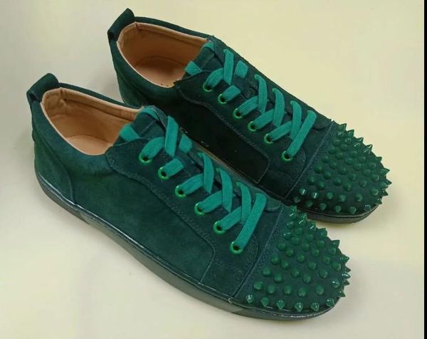 

designer sneakers red bottom spikes flat velours suede sneakers iron grey men trainers 100% real leather party shoes mn1896021