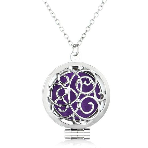 

perfume diffuser necklace creative hollow lockets pendant necklace with 5 pads universal jewelry, Silver